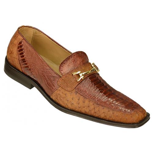 David Eden "Rosso" Cognac Genuine All-Over Ostrich Shoes